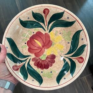 Vintage S.S. Crown Ovenproof Ironstone Ware Artistic Floral Ceramic Bowl 11-12”